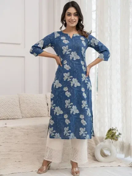 Printed Viscose Rayon Straight Kurta for Women