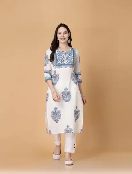 Printed Pure Cotton Straight Kurta for Women