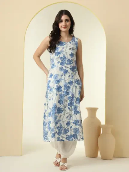 Printed Viscose Rayon Straight Kurta for Women